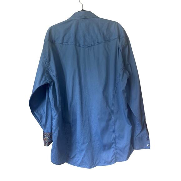 Envy Couture 4XL Slim Fit Shirt | Blue Paisley Trim Button-Up Made in Turkey - Picture 2 of 9